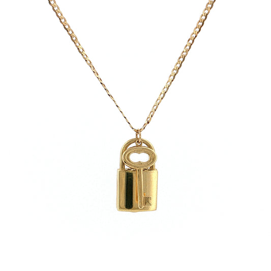 18" Padlock Pendant Necklace 14k Rose Gold