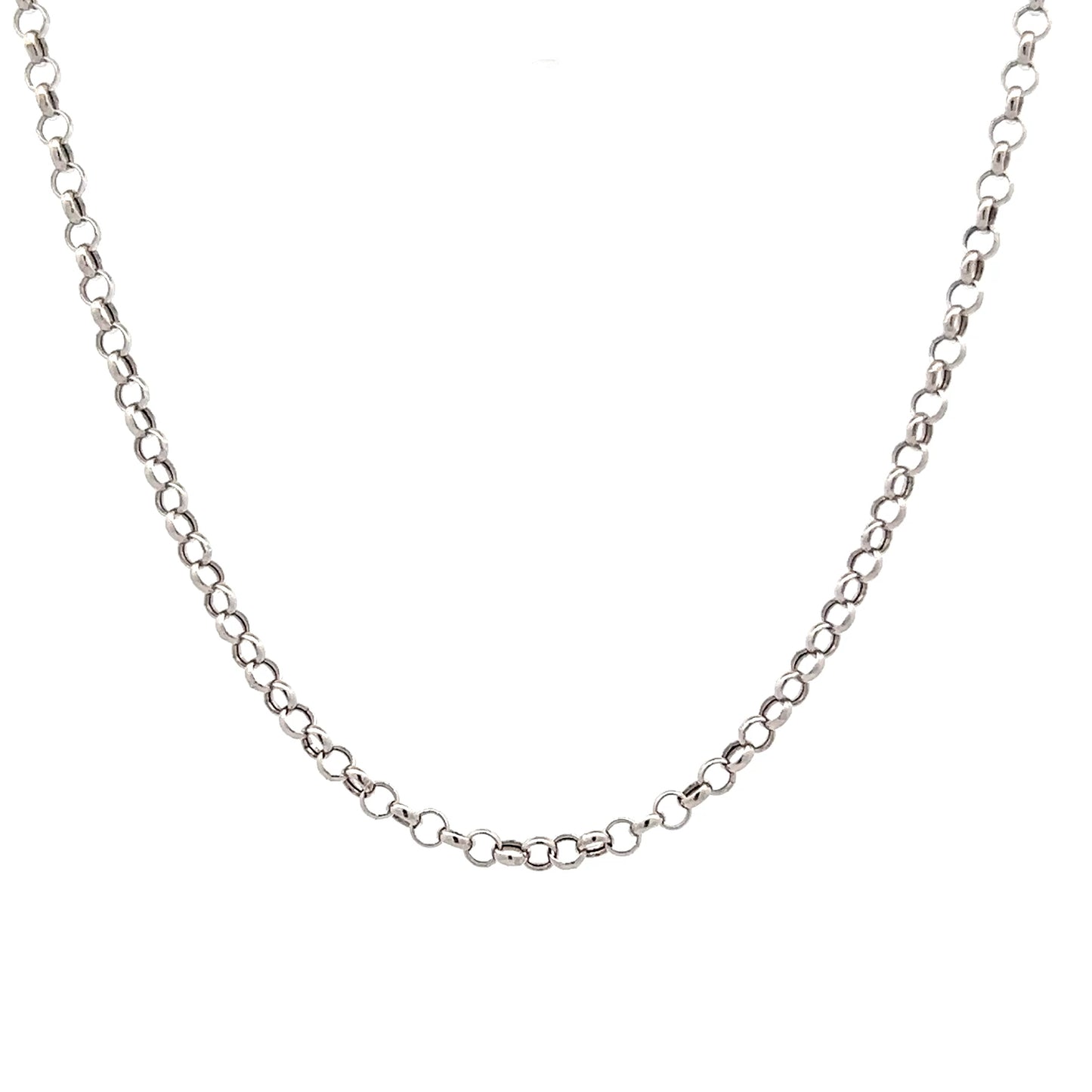 18" Rolo Pattern Chain Necklace 18k White Gold