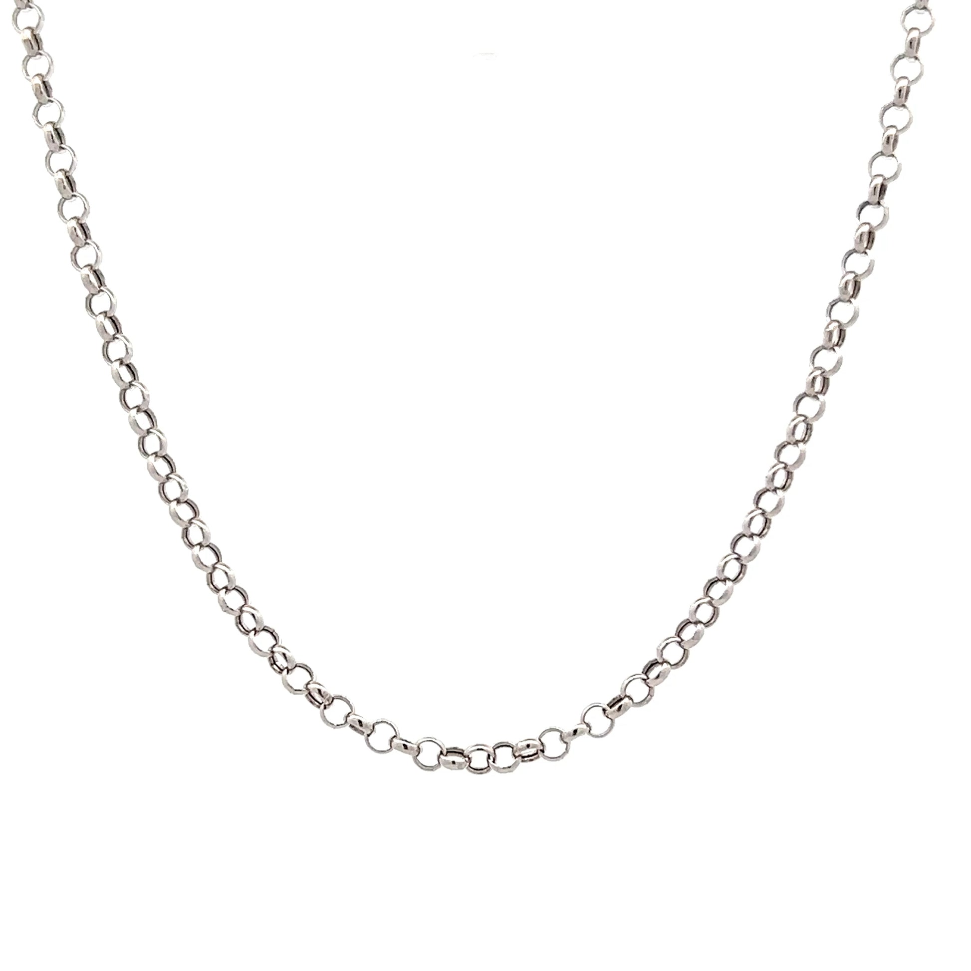 18" Rolo Pattern Chain Necklace 18k White Gold