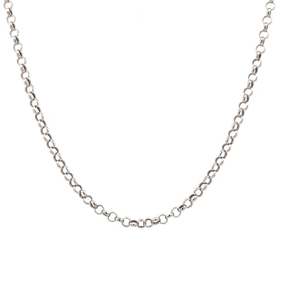 18" Rolo Pattern Chain Necklace 18k White Gold