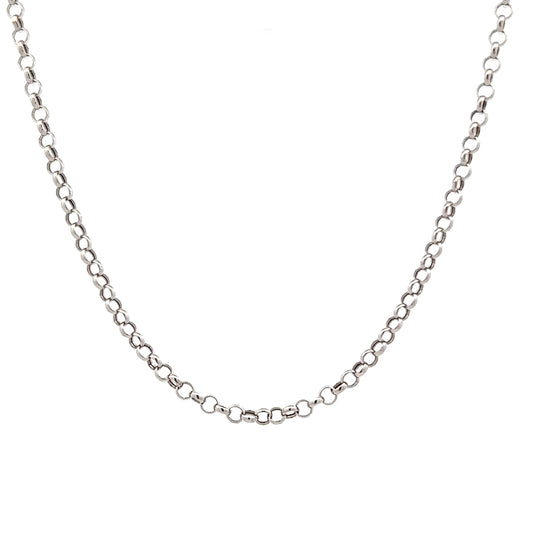 18" Rolo Pattern Chain Necklace 18k White Gold