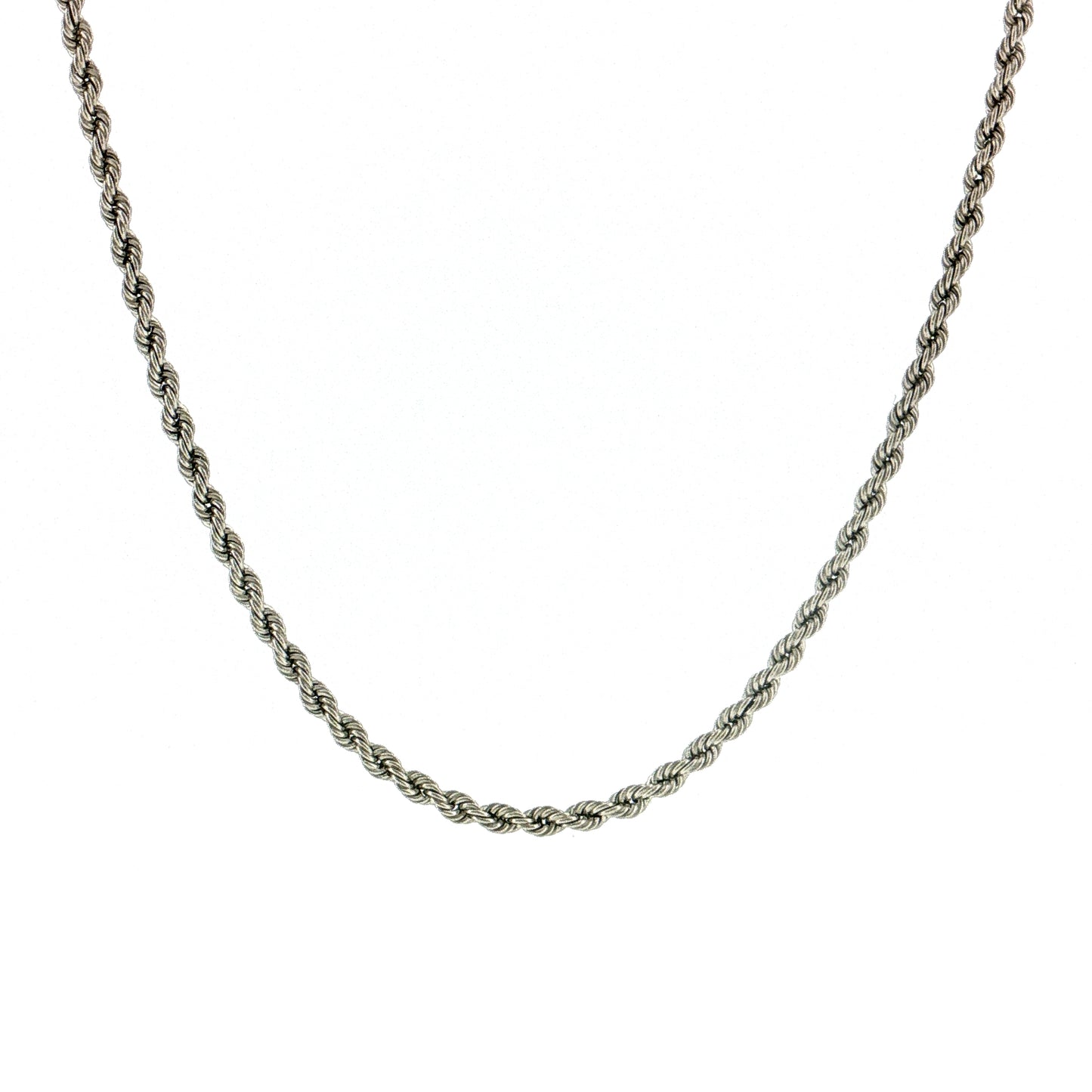 18" Rope Chain Necklace 14k White Gold