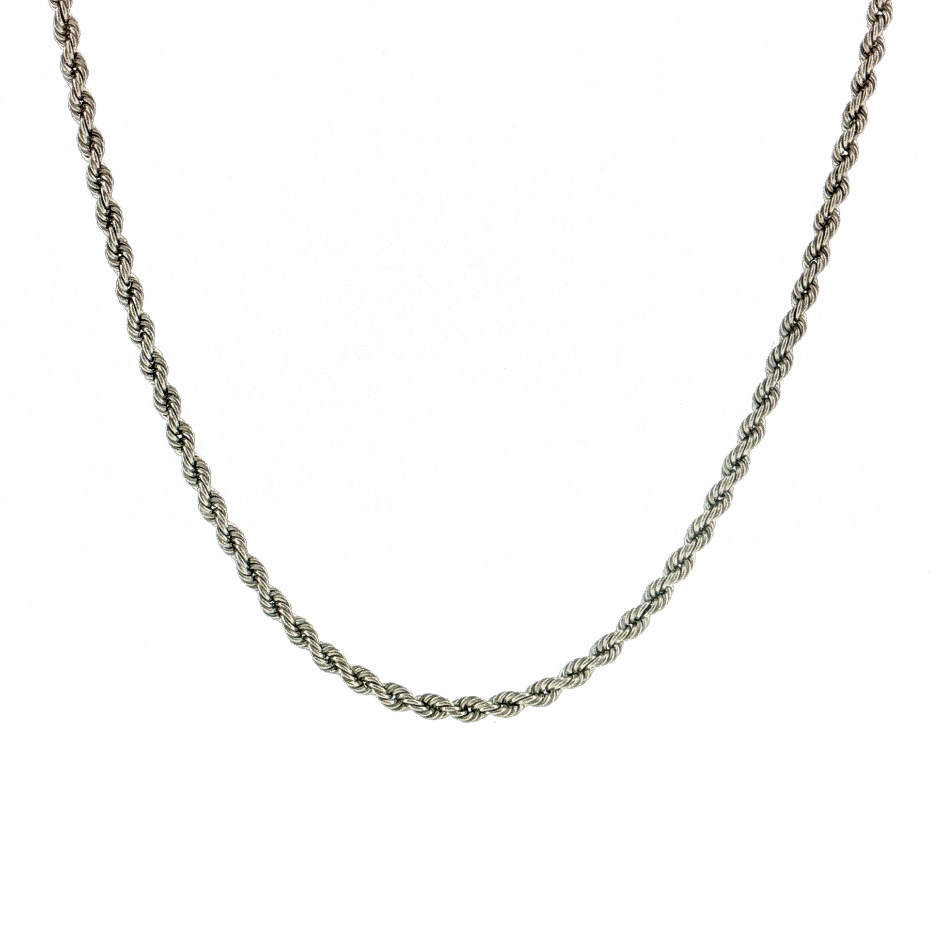 18" Rope Chain Necklace 14k White Gold