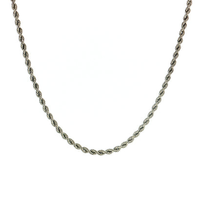 18" Rope Chain Necklace 14k White Gold