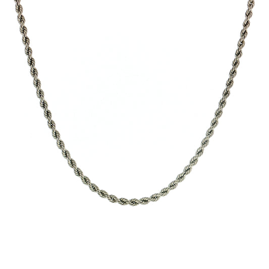 18" Rope Chain Necklace 14k White Gold