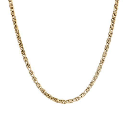 18" Textured Wheat Chain Necklace 14k Yellow Gold