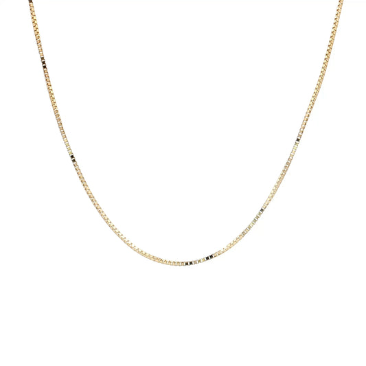18" Thin Box Chain Necklace 14k Yellow Gold