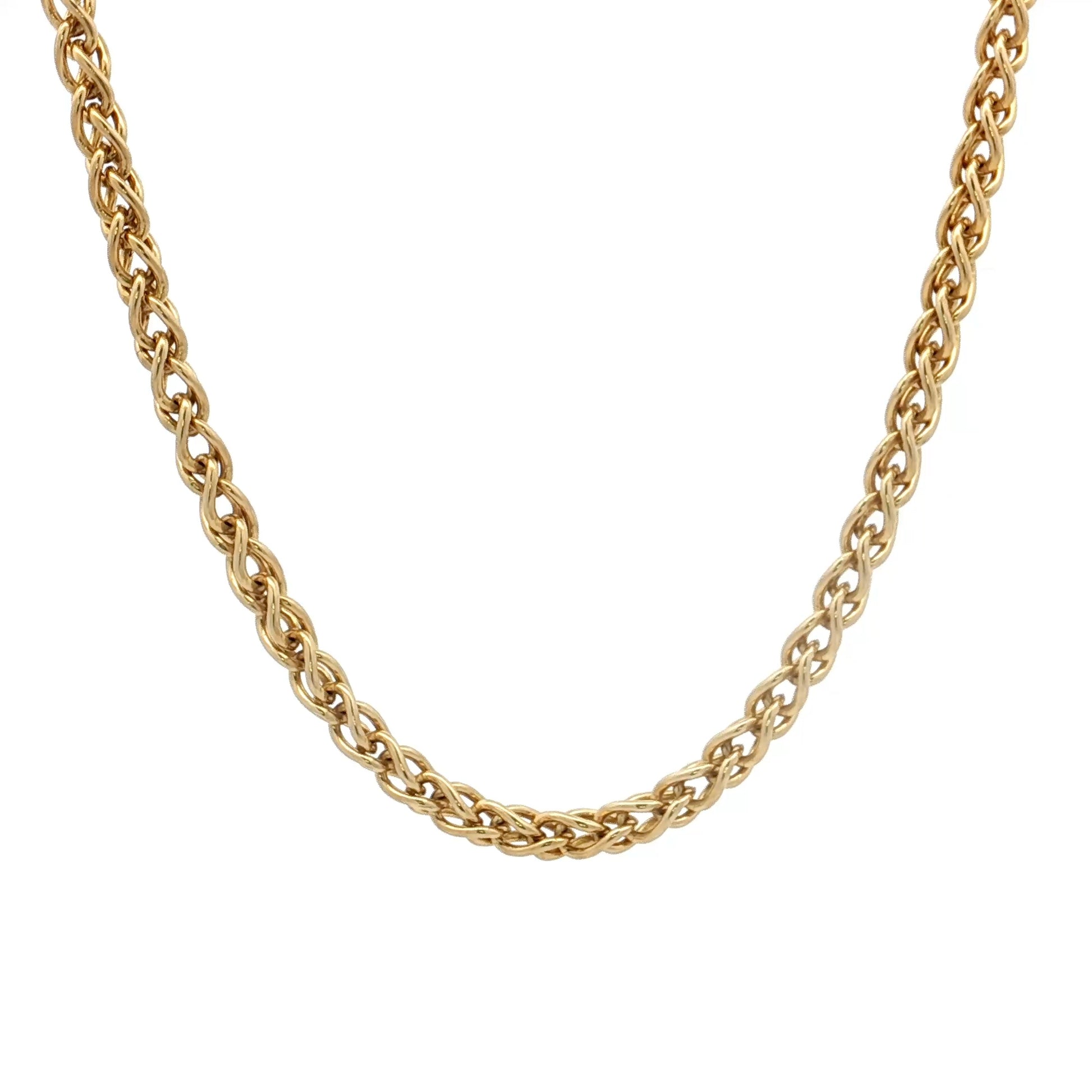 18" Woven Wheat Chain Necklace 14k Yellow Gold