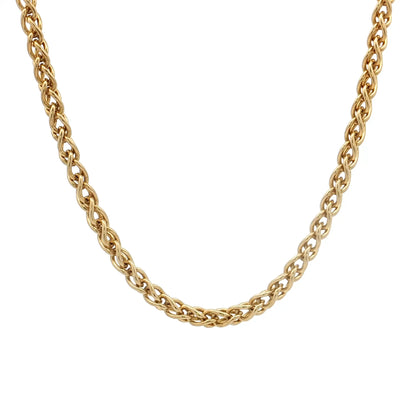 18" Woven Wheat Chain Necklace 14k Yellow Gold