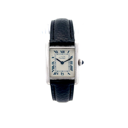 1980s Cartier Tank Small Ladies Watch Sterling Silver