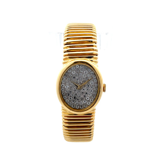 1980s Piaget Ladies Rose Cut Diamond Watch 18k