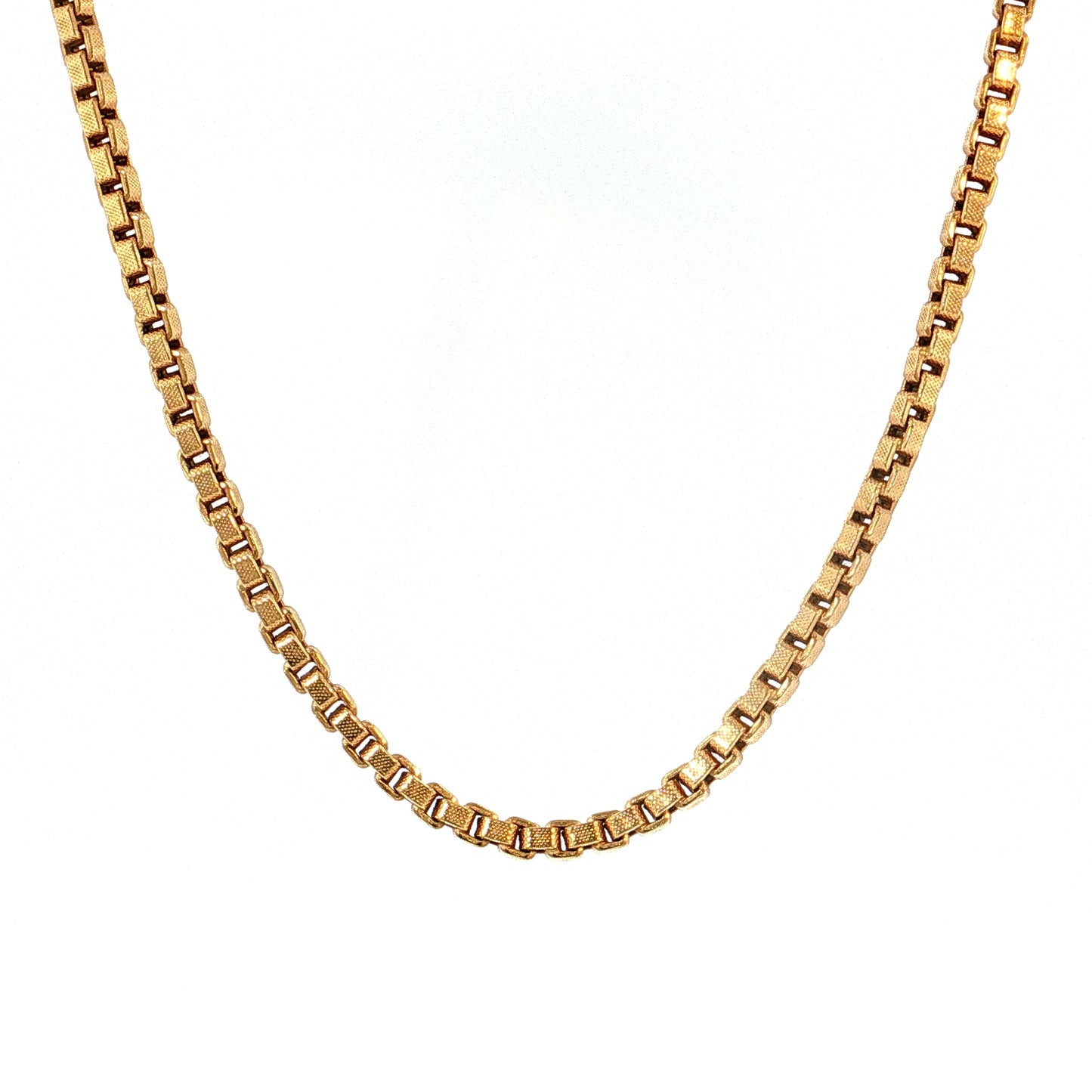 19" Box Link Chain Necklace 18k Yellow Gold
