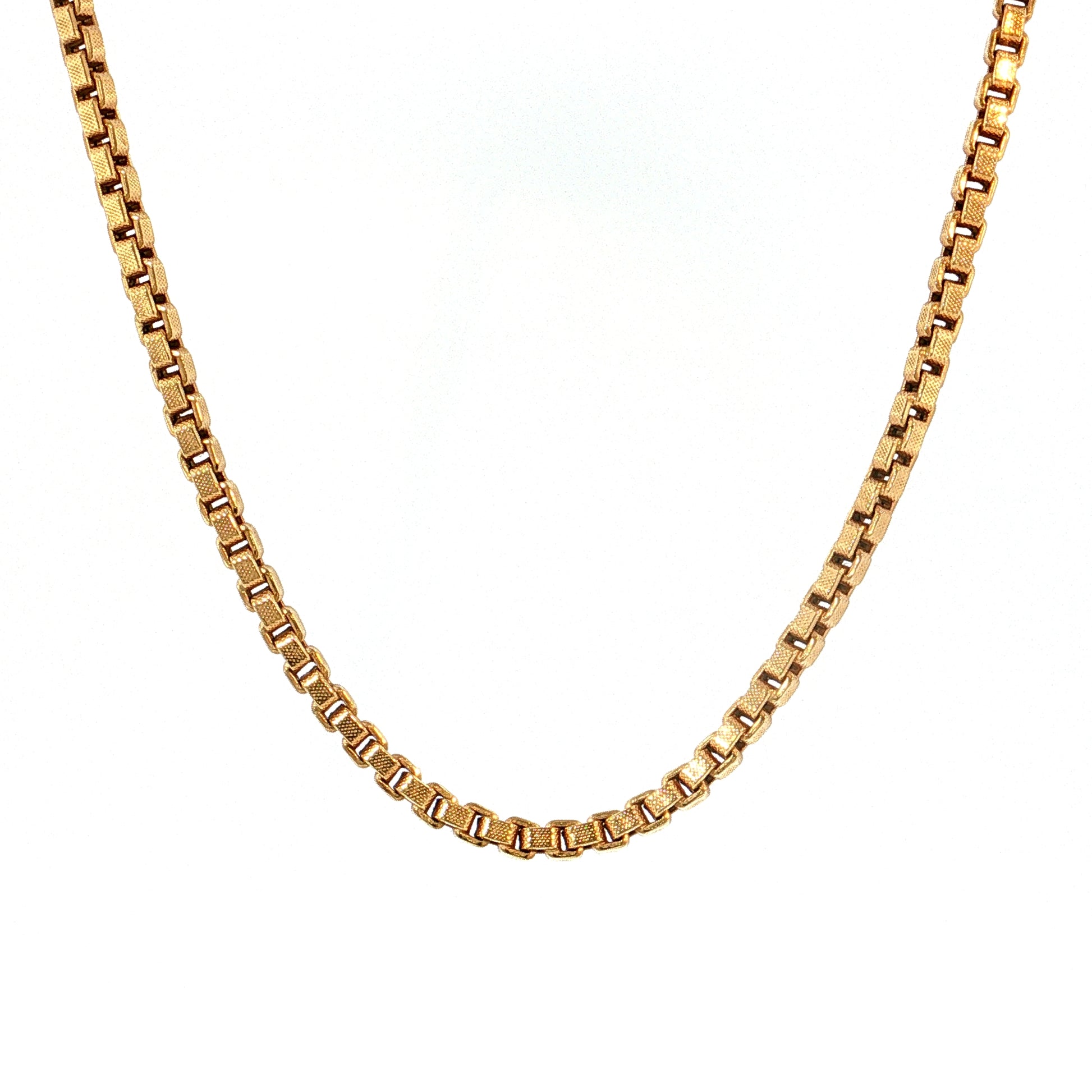 19" Box Link Chain Necklace 18k Yellow Gold