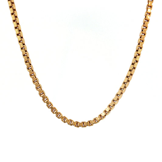19" Box Link Chain Necklace 18k Yellow Gold