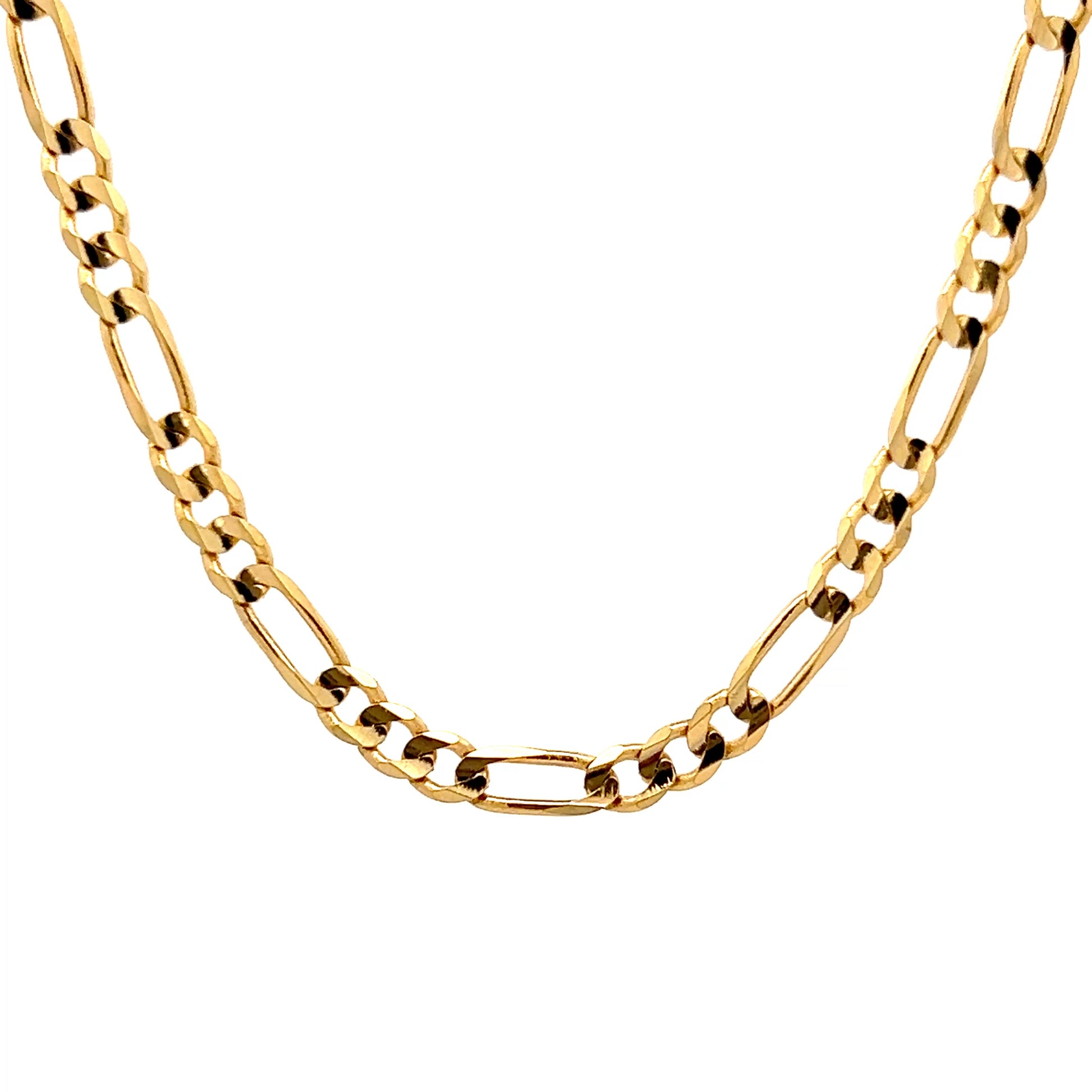 19" Figaro Chain Necklace 14k Yellow Gold