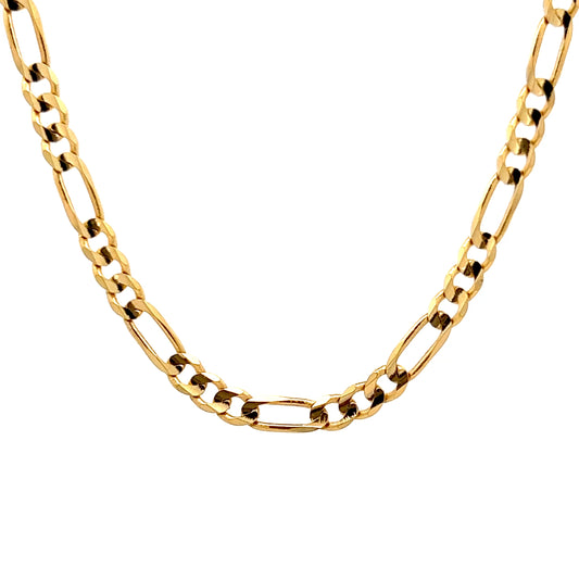 19" Figaro Chain Necklace 14k Yellow Gold