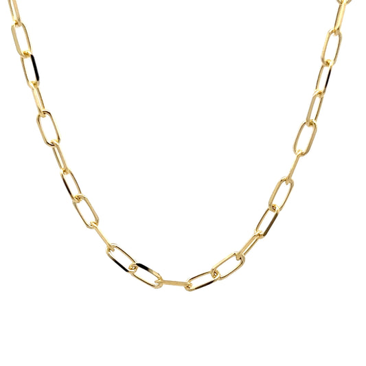 19 Inch Paperclip Chain Necklace in 14k Yellow Gold