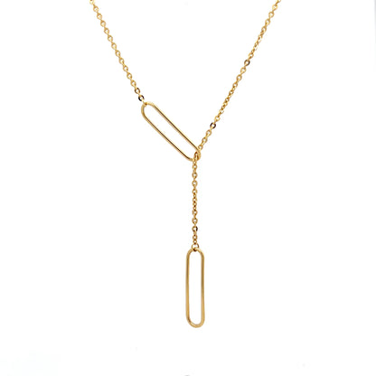 19" Lariat Cable Link Chain Necklace 18k Yellow Gold