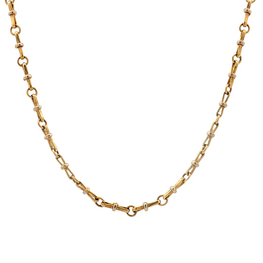 19" Round & Pinched Elongated Link Necklace 18k
