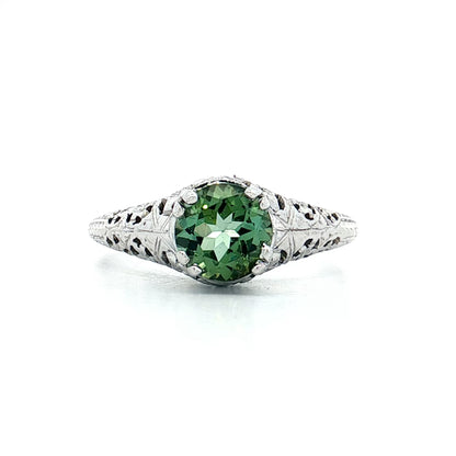 1 Carat Art Deco Tourmaline Engagement Ring 14k