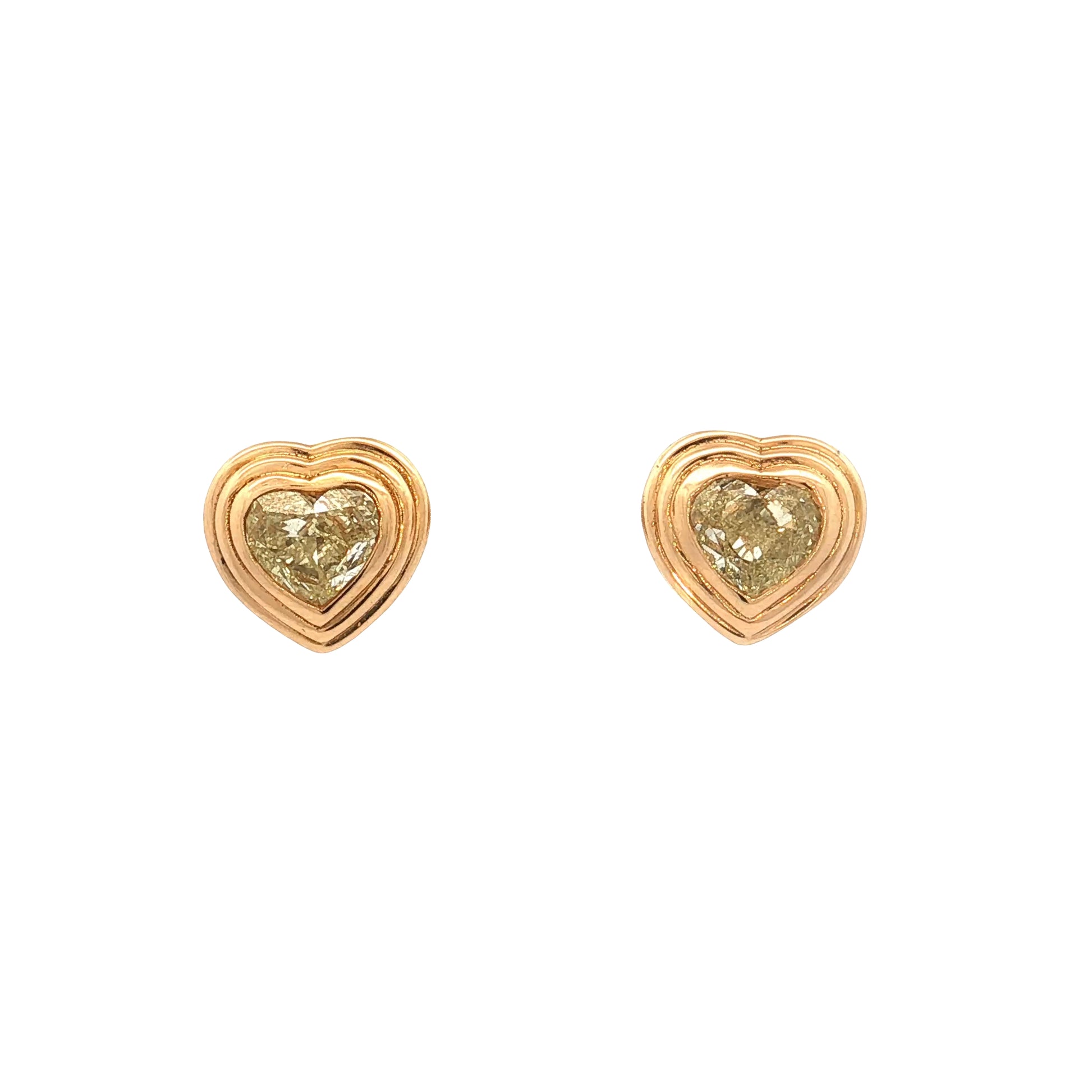 1 Carat Diamond Heart Earrings 18k Yellow Gold