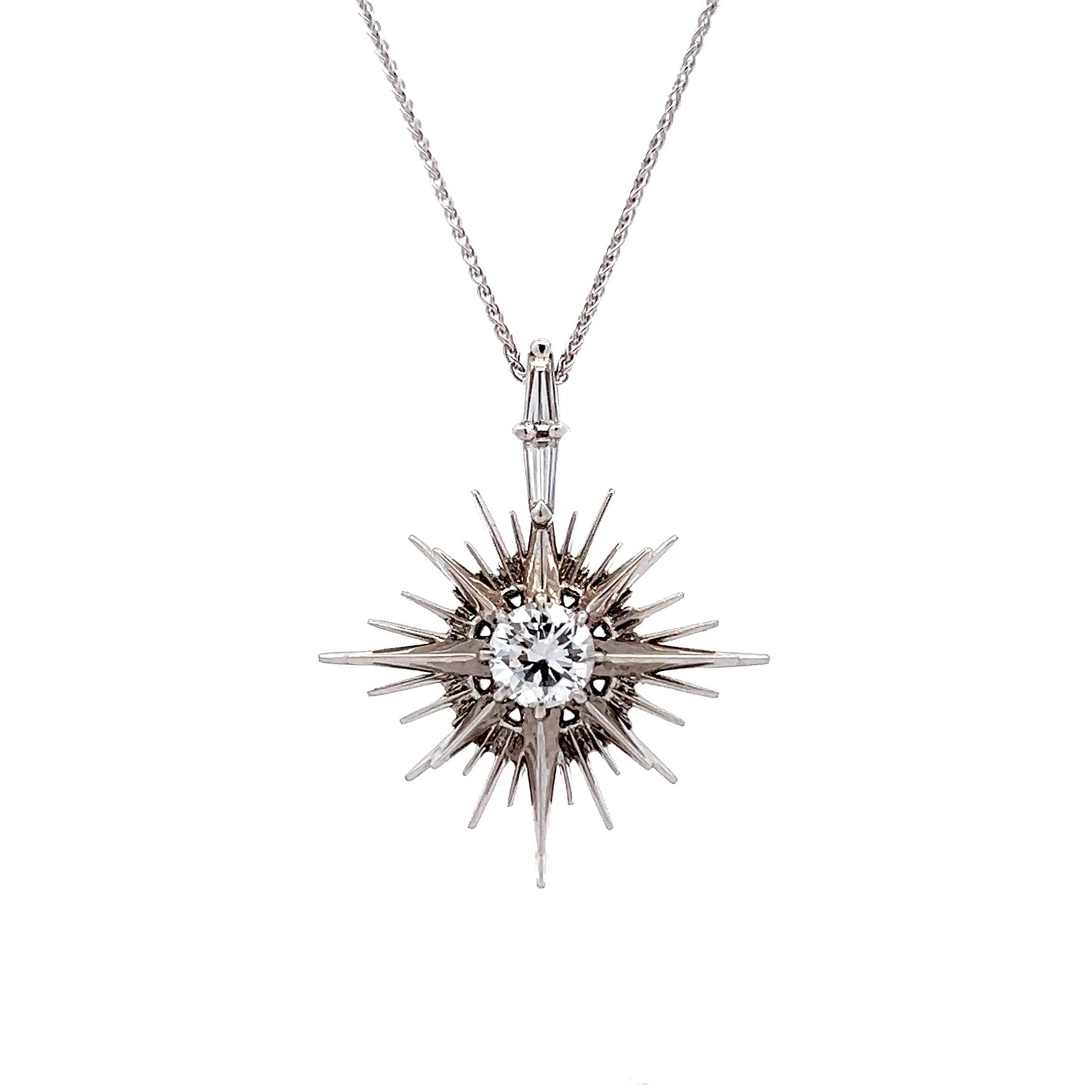 1 Carat Diamond North Star Pendant Necklace 14k