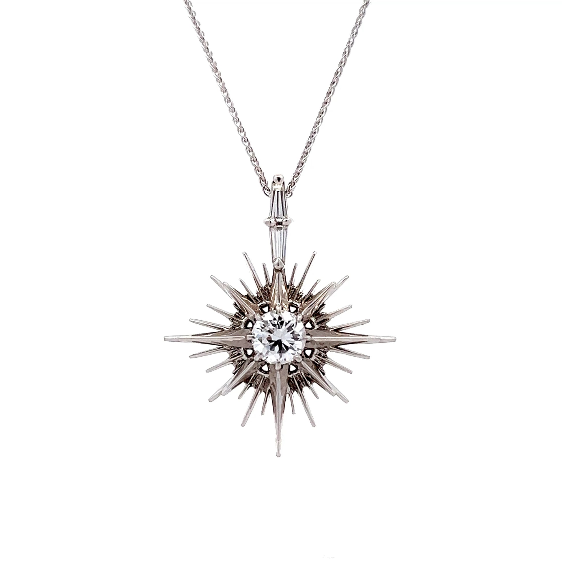 1 Carat Diamond North Star Pendant Necklace 14k