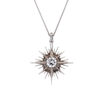 1 Carat Diamond North Star Pendant Necklace 14k