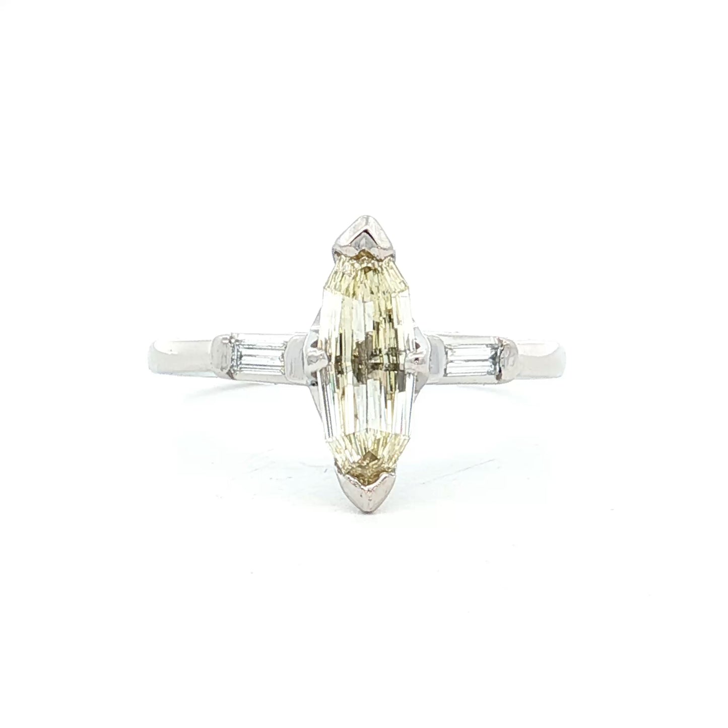 1 Carat Vintage Marquise Diamond Engagement Ring Platinum