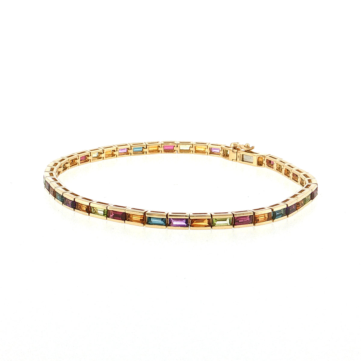 6.00 Baguette Cut Multi-Gemstone Line Bracelet 14k