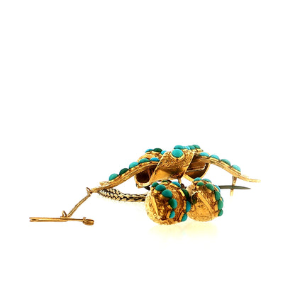 Hunt & Roskell Antique Victorian Turquoise Mourning Brooch 18k