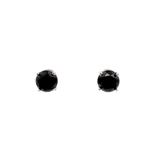 2.00 Black Diamond Stud Earrings in 14k White Gold