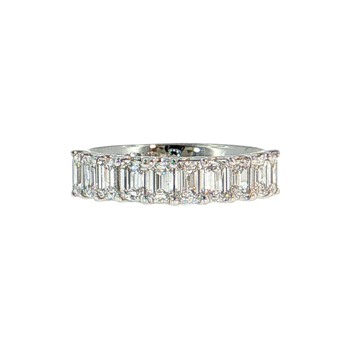 2.00 Emerald Cut Diamond Wedding Band 18k White Gold