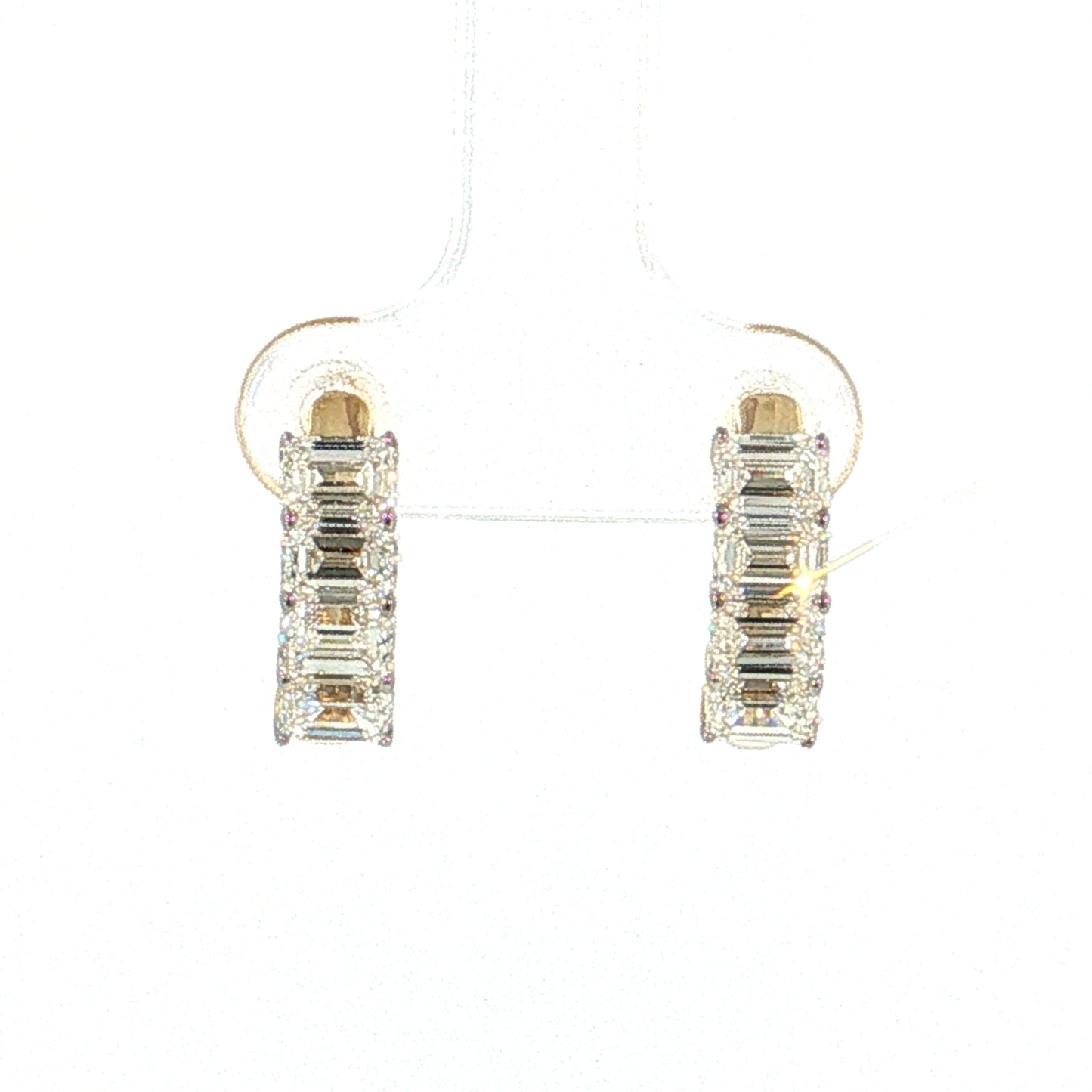 2.00 Emerald Diamond Huggie Hoops 14k Yellow Gold