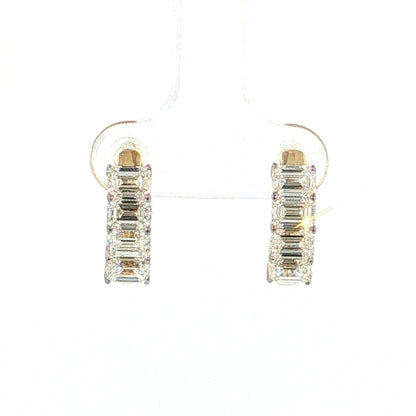 2.00 Emerald Diamond Huggie Hoops 14k Yellow Gold