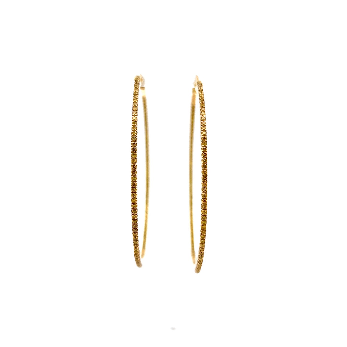 2.00 Inside Out Yellow Diamond Hoop Earrings in 18k