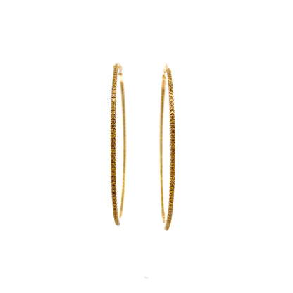 2.00 Inside Out Yellow Diamond Hoop Earrings in 18k