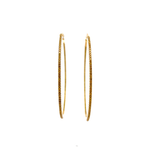 2.00 Inside Out Yellow Diamond Hoop Earrings in 18k