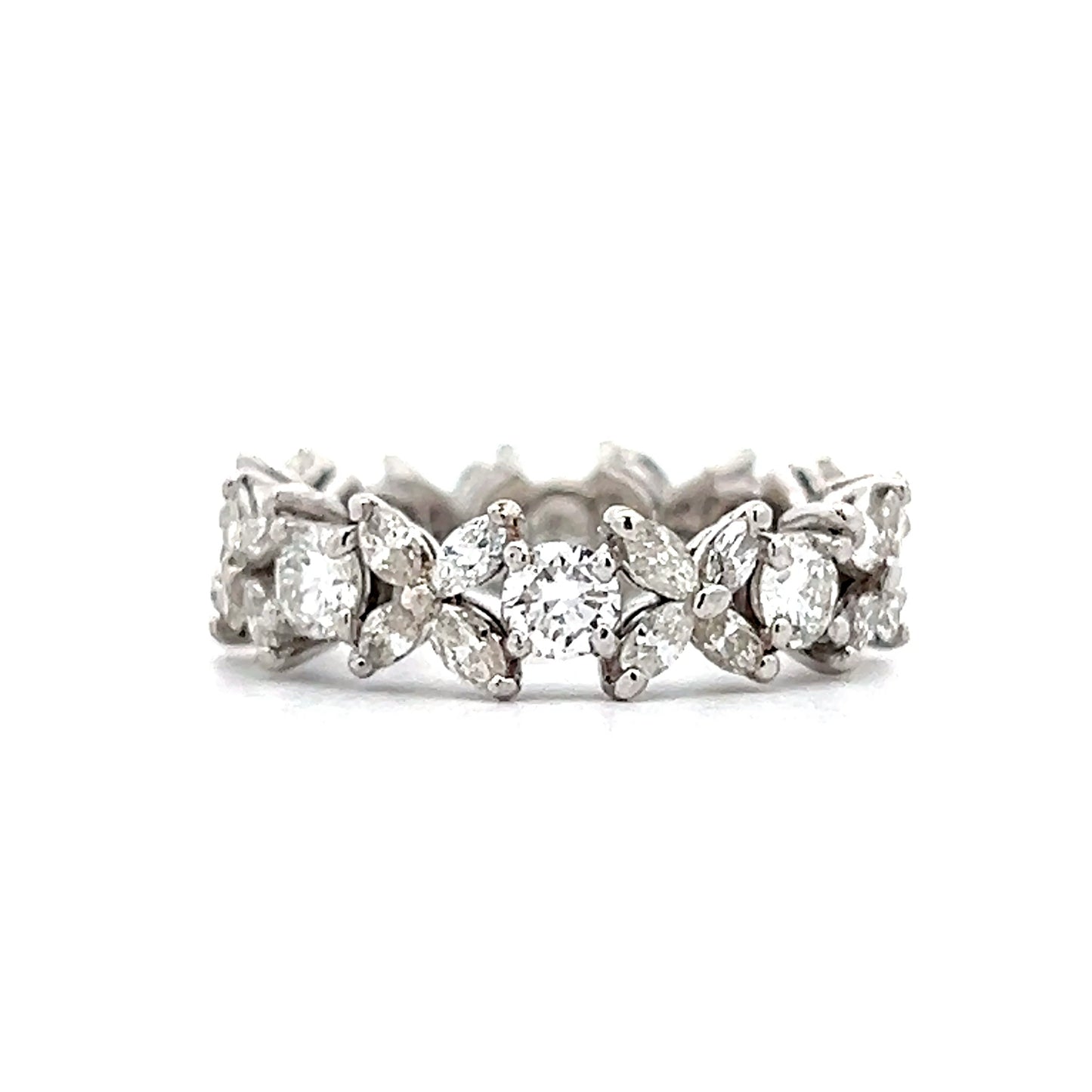 2.00 Marquise & Round Diamond Eternity Band Platinum