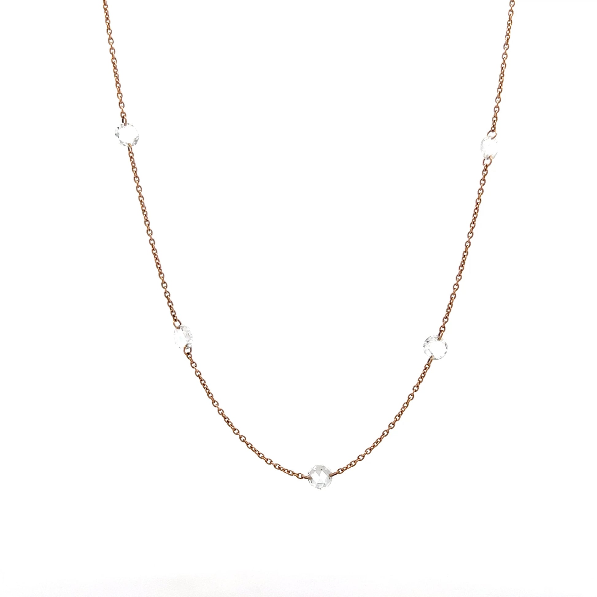 2.00 Rose Cut Diamond Necklace in 18k Rose Gold