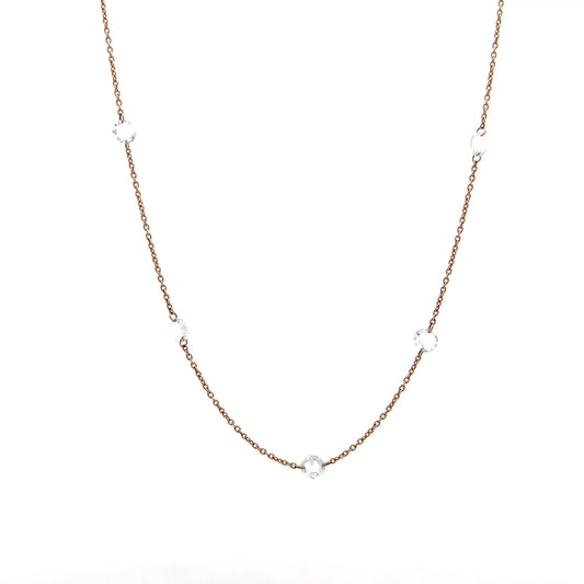 2.00 Rose Cut Diamond Necklace in 18k Rose Gold