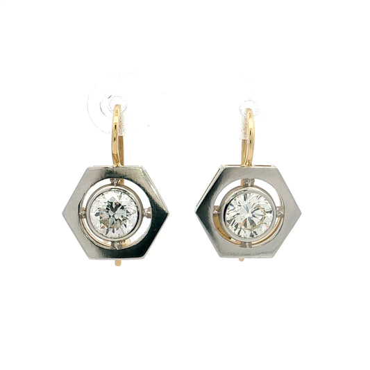 2.00 Transitional Diamond Drop Earrings Platinum & 18k