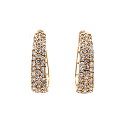 2.00 Wide Chunky Diamond Hoop Earrings in 14k