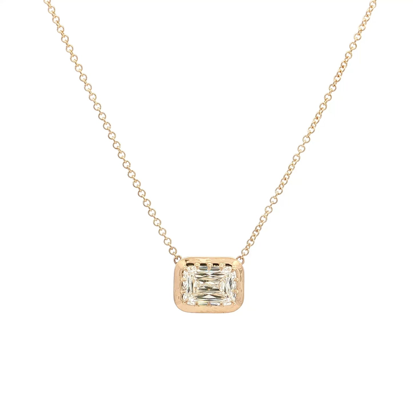 2.01 Emerald Cut Diamond Pendant Necklace 18k
