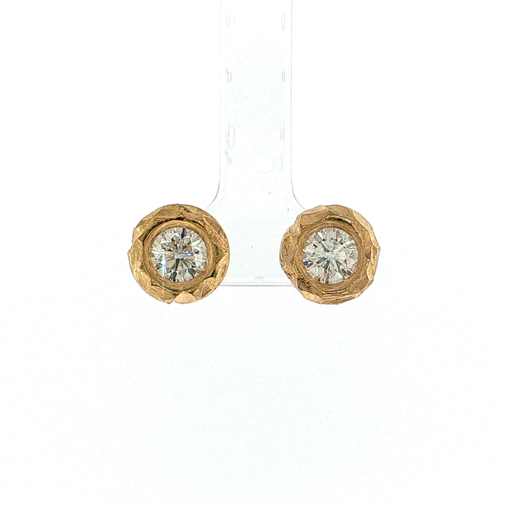 2.01 GIA Diamond Stud Earrings 18k Yellow Gold