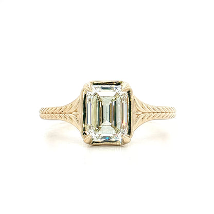 2.01 GIA Emerald Cut Diamond Engagement Ring 14k