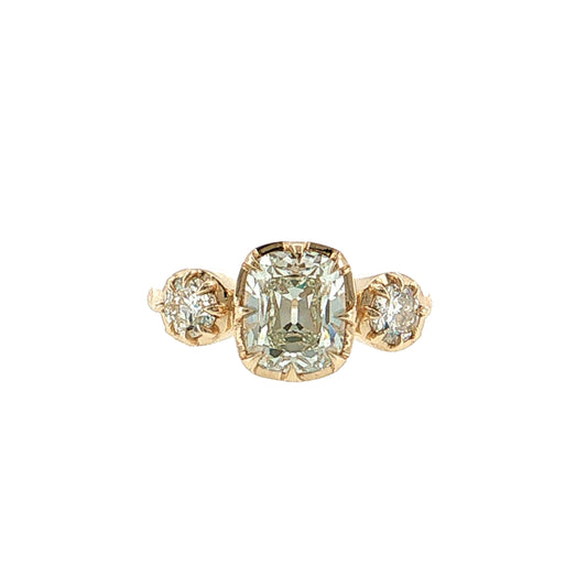2.01 GIA Old Mine Cushion Diamond Engagement Ring 14k