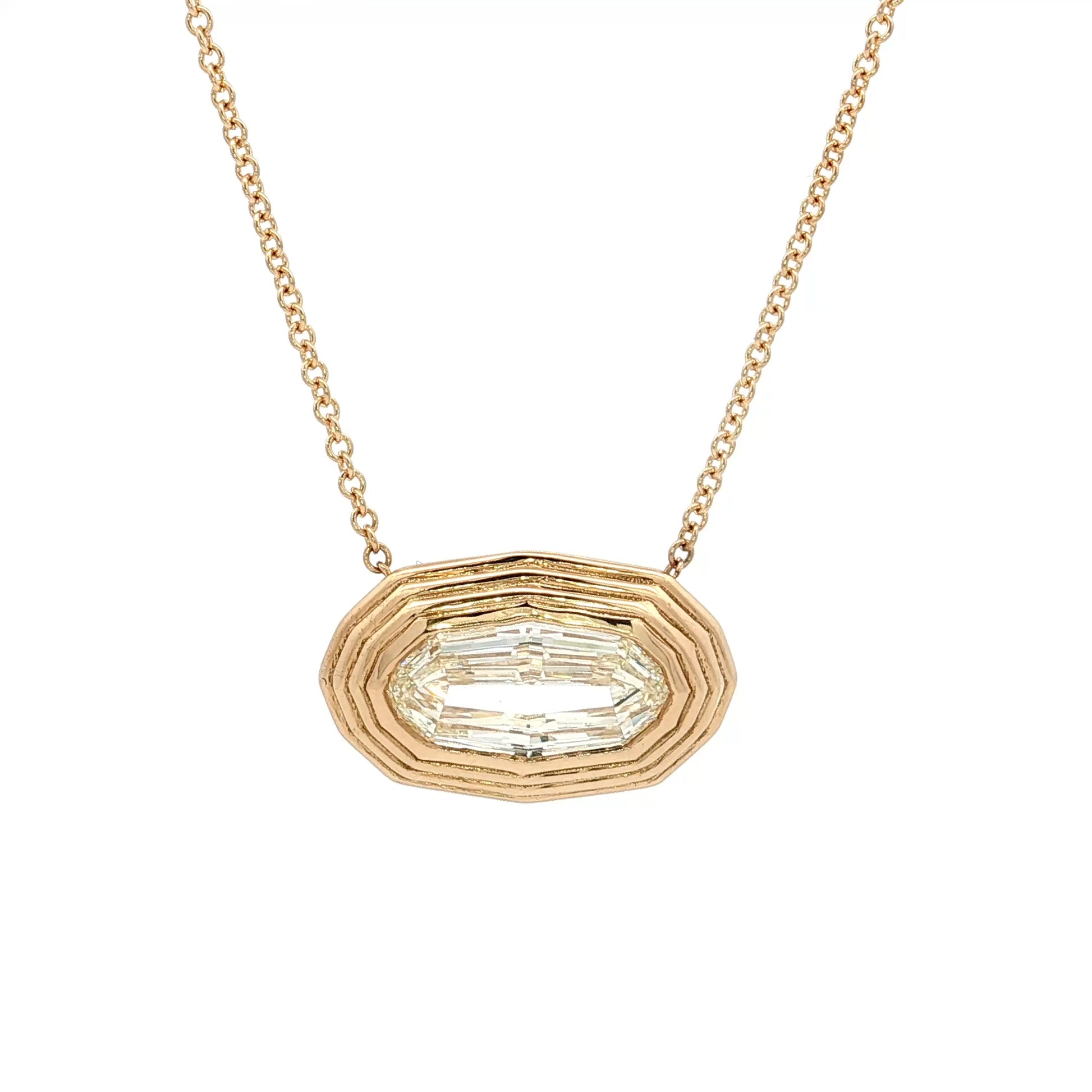 2.01 GIA Oval Step Diamond Pendant Necklace 18k