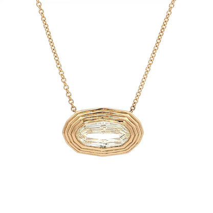 2.01 GIA Oval Step Diamond Pendant Necklace 18k