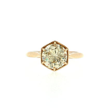 2.01 Old European Cut Diamond Engagement Ring 14k Yellow Gold
